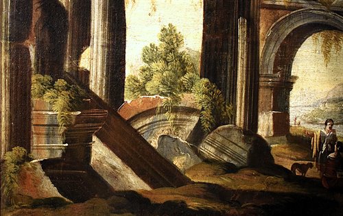 Paysage avec ruines architecturales